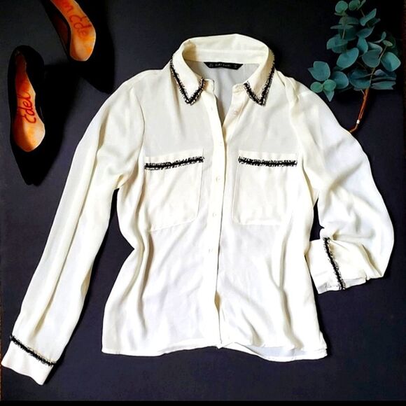 Zara Basic White Button down Blouse - Picture 1 of 8